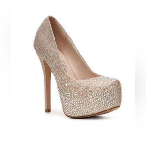 Elegant Rhinestone Embellished Heels - Gold